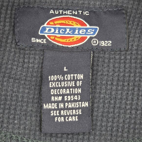 Vintage Dickies Thermal Shirt Mens Size Large Blue Waffle Knit Logo 90s 1990 - Picture 4 of 7